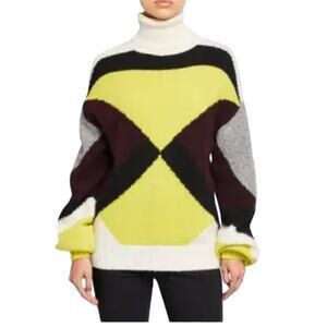 A.L.C. Angelou Sweater Black Yellow Colorblock Turtleneck Long Sleeve Oversized